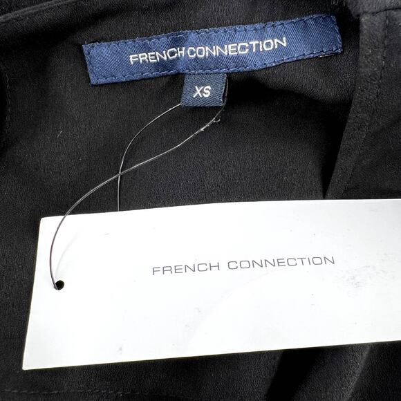 French Connection Blouse Color Block Black White Crepe Oversized Women Sz XS NWT - Picture 4 of 6